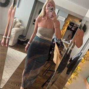 SHEIN Strapless Dress in Gray and Blue